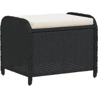 vidaXL Tuinkruk met kussen 58x46x46 cm poly rattan zwart
