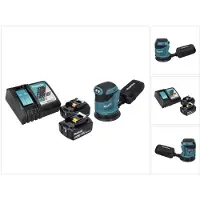 Makita Slijpmachine + polijstmachine, DBO 180 RT Accu Vlakschuurmachine 18 V 125 mm + 2x Accu 5.0 Ah + Lader (Excentrische schuurmachine)