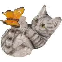 Clayre & Eef Grijze Decoratie kat 14*8*11 cm van Polyresin