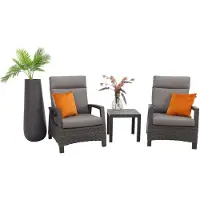 Van der Garde Tuinmeubelen VDG Darwin verstelbare loungestoelen + Atlanta bijzettafel - antraciet