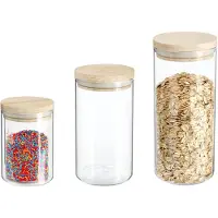 Secret De Gourmet - Keuken voorraadbussen/potten glas/hout set 8x stuk