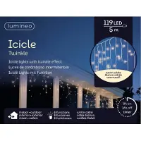 Lumineo Kerstverlichting - 2x stuks - IJspegel - warm wit - 500 cm - 119 led lampjes - ijspegelverlichting