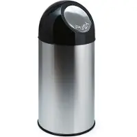 Huismerk Afvalbak Met Pushdeksel Zilver RVS 40L