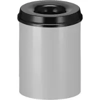 V-Part Vlamdovende prullenbak/papierbak - 15L - aluminium / zwart