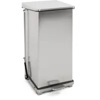 Huismerk Industriële Pedaalemmer Mat Zilver RVS 90L