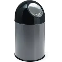 Huismerk Afvalbak Met Pushdeksel Metallic Zilver 30L