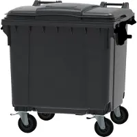 HygieneShopBasics Container 1100 liter vlak deksel grijs