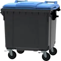 V-Part Container 1100 liter vlak deksel grijs/blauw