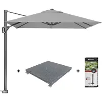 Platinum Voyager zweefparasol T1 2.5x2.5 m. - Light Grey + voet + hoes