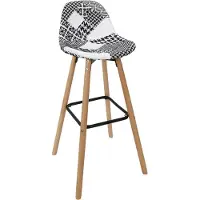 Home deco Patchwork barkruk - grijs zwart - hoogte 92,5 cm