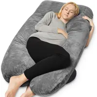 EarKings Zwangerschapskussen Zijslaapkussen 140x80cm U-vorm met Afneembare hoes - Body Pillow donkergrijs