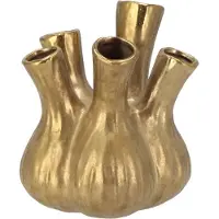 DK Design Daan Kromhout - Tulpenvaas - Toetervaas - Aglio - Vaas voor tulpen - Goud - Bloemenvaas - 17 x 20 cm - Keramiek