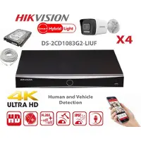 Hikvision Camera Kit Smart Hybrid G2 Series 4x IP Camera Bullet 8MP - NVR 4xChannel - Hard Disk 2Tb Nieuw