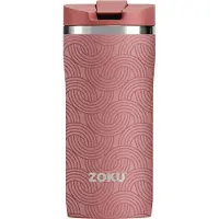 Zoku Thermosbeker, 355 ML, RVS/Polypropyleen, BPA vrij, Roze met Print -