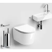 Clou Toilet met fontein en accessoires inbe glanzend wit