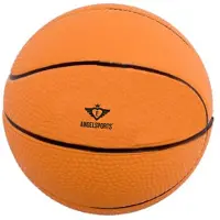 Angel Toys Basketbal - soft foam - 12,5 cm dia, in net met headercard, kleur oranje