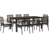vidaXL 9-delige Tuinset poly rattan zwart