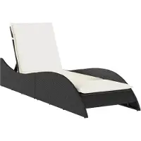 vidaXL Ligbed met kussen 60x205x73 cm poly rattan zwart