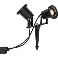 QAZQA Moderne prikspot zwart incl. snoer en stekker 150cm 2-lichts IP65 - Basic