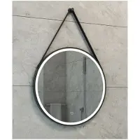 Wiesbaden Cinto spiegel rond met band, LED, dimbaar en spiegelverwarming 60 cm mat zwart