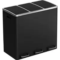 Songmics Hoppa! Songmics Keukenafvalemmer, Afvalscheidingssysteem, 3 X 18l, Pedaalemmer Met 3 Compartimenten, Afvalemmer, Softclose, Met Voetpedalen, Kunststof