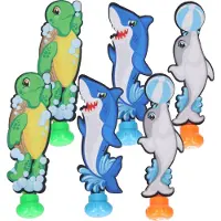 Toi-Toys Duikspeelgoed zwembad - set van 6x - zee figuren - dolfijn/schildpad/haai - kunststof - vakantiespel