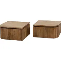 AnLi Style Nachtkastje set/2 wave L+R afgerond (Naturel, 1x40x20cm)