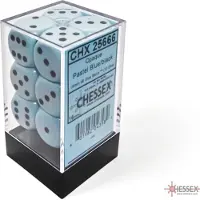 Chessex 12 x D6 Set Opaque Pastel 16mm - Blue/Black