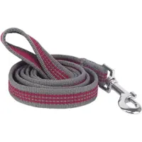 Nobleza Hondenriem - Reflecterend Nylon - Zacht en Stevig - 120 cm - Grijs/Rood