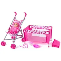 Lea Poppenbed 91857 - Poppenbed met buggy en pop - Meerkleurig