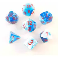 Chessex Gemini Astral blauw wit rood Polydice Dobbelsteen Set 7 stuks