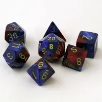 Chessex Gemini Blauw-Rood/gouden Polydice Dobbelsteenset (7 stuks)