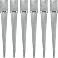 vidaXL Grondpinnen 6 st 10x10x76 cm gegalvaniseerd staal zilverkleurig