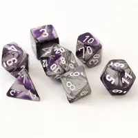 Chessex Gemini Paars-Steel/Wit Polydice Dobbelsteen Set (7 stuks)
