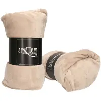 Unique living Enzo Fleece dekens/plaids 2 stuks 130 x 180 cm - beige - Plaids