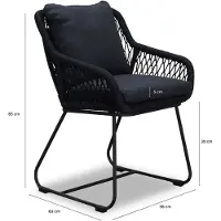 BUITEN living Portofino dining tuinstoel | touw + RVS | zwart 1 persoon