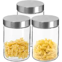 Secret De Gourmet 3x stuks voorraadbussen/voorraadpotten 1,2L glas met RVS deksel - Voorraadpot