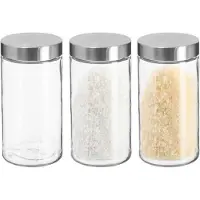Secret De Gourmet 3x stuks voorraadbussen/voorraadpotten 1,7L glas met RVS deksel - Voorraadpot
