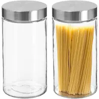 Secret De Gourmet 2x stuks voorraadbussen/voorraadpotten 1,7L glas met RVS deksel - Voorraadpot