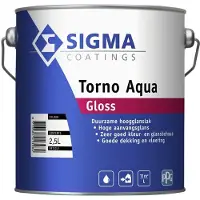 Sigma Torno Aqua Gloss | Hoogglans Lakverf Binnen & Buiten 2,5 LTR - Kleur|1|2