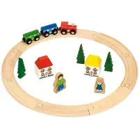 Bigjigs Houten Treinbaan Startersset - - 20-Delig - Met Rails, Trein en Figuren