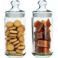 Luminarc Set van 2x stuks voorraadpotten/bewaarpotten 1500 ml glas met glazen deksel - Voorraadpot