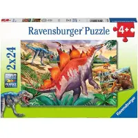 Ravensburger puzzel Wilde oertijddieren - Twee puzzels - 24 stukjes - kinderpuzzel