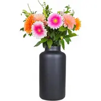Bela Arte Bloemenvaas Milan - mat zwart glas - D15 x H30 cm - melkbus vaas met smalle hals - Vazen