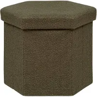 Atmosphera Poef/krukje/hocker Jako - Opvouwbaar/Opslag box 60L - Olijfgroen - D40 x H38 cm - Poefs