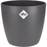 Elho Brussels Rond 22 - Bloempot voor Binnen - 100% Gerecycled Plastic - Ø 22.3 x H 20.6 cm - Antraciet