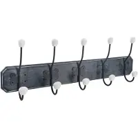 Atmosphera Kapstok rek wand/muur - antraciet - 5 grote ophanghaken/10 knoppen - MDF/Metaal - B60 x H20 cm - Kapstokken