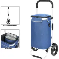 Shoppingcruiser Shoppingcruiser‘Allround’Boodschappentrolley BoodschappenwagenMetKoelvak AfneembareTas Waterafstotend Blauw