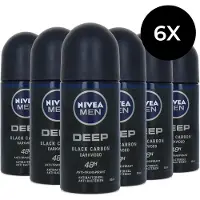 Nivea MEN Deep Anti-Transpirant Deo Roller Dark Wood - 72 uur Bescherming - Deodorant - 6 x 50ml - Voordeelverpakking