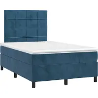 vidaXL Boxspring met matras fluweel donkerblauw 120x190 cm
